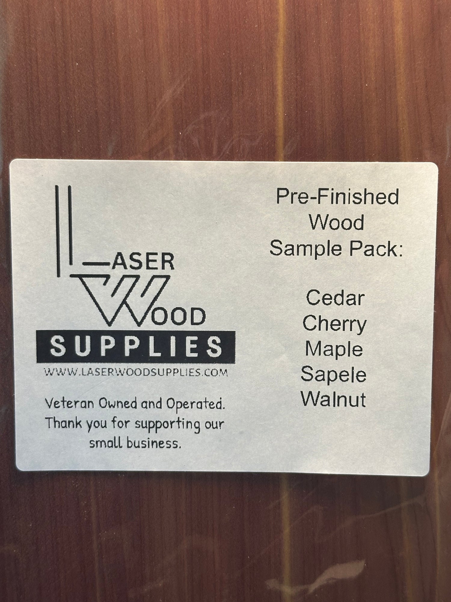 Prefinished wood sample pack – Laser Wood Supplies