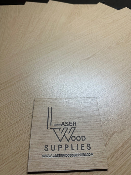 TruFlat® Oak 1/8 MDF, double sided,  perfect for Glowforge or other CO2 Lasers